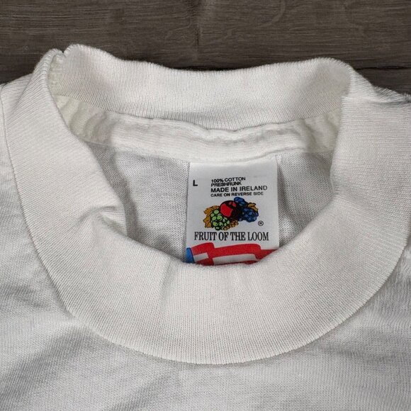 American Flag ‘God Bless Our Troops’ Patriotic White T-Shirt Large Single Stitch - Picture 10 of 16